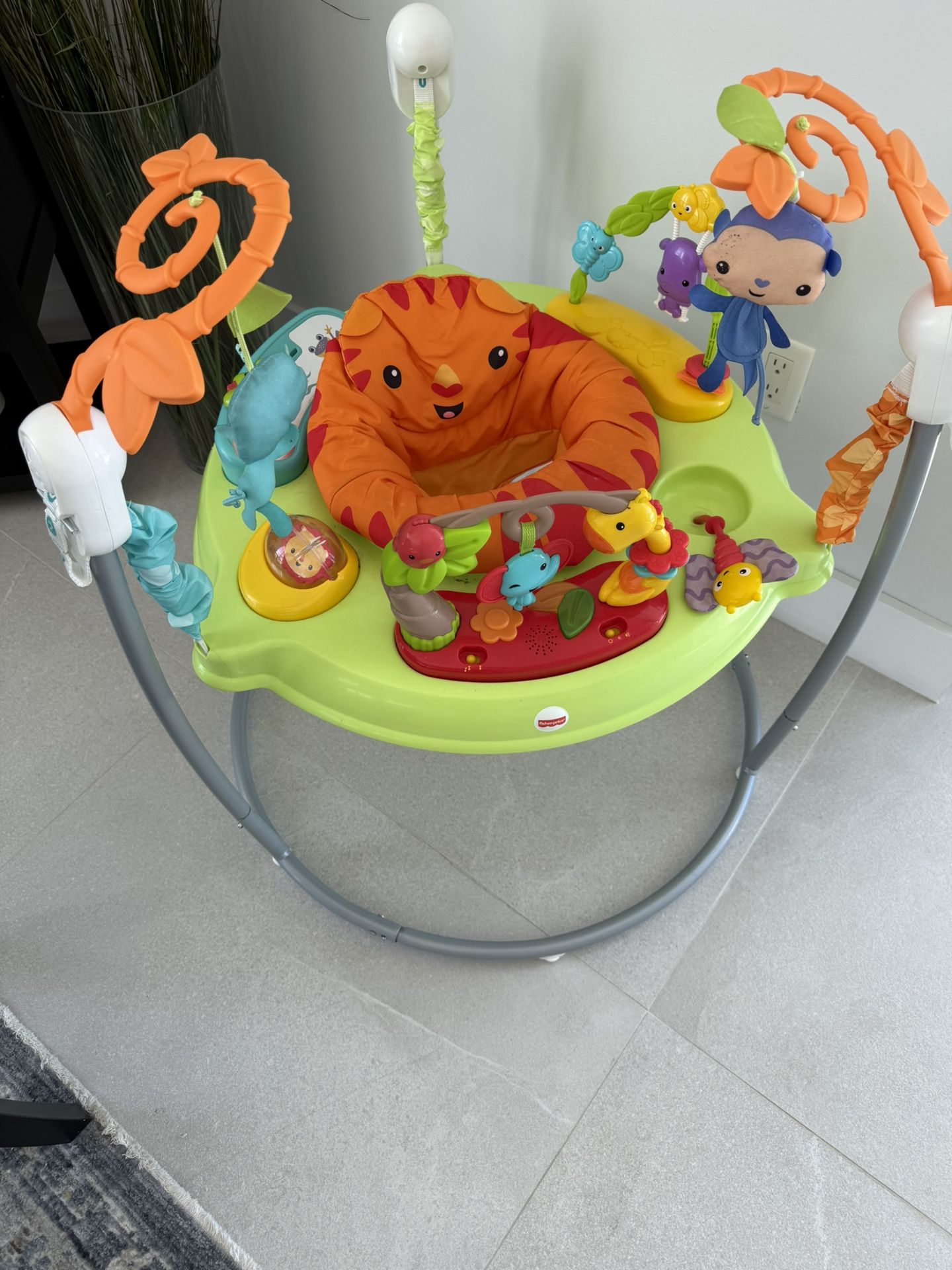 Fisher-Price Baby Bouncer Tiger Time Jumperoo Musical Activity Center with Lights Sounds & Developmental Toys