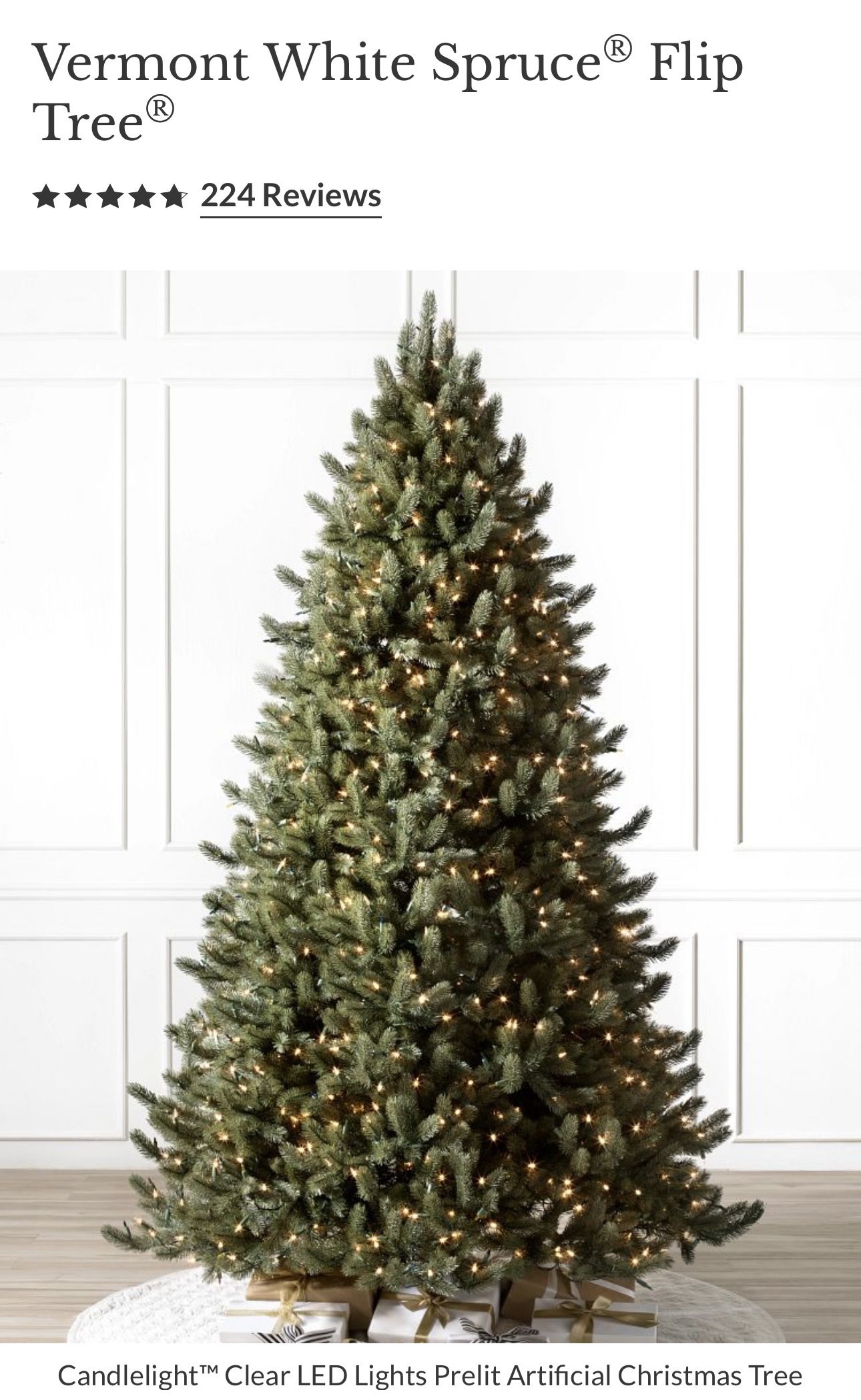 9 Foot Balsam Hill Pre-Lit Vermont White Spruce Flip Christmas Tree BROKEN BASE