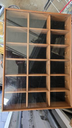 Display Case,  Wood And Glass 20 X 14 X 3