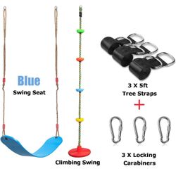 New in box Swing Set 2 Pack Swings Seats Tree Climbing Rope Swing Multicolor with Platforms, Outdoor Toys for Kids Ages 3+, Outside Playground Backyar