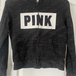 Victoria’s Secret Pink Logo Zip Up Hoodie Womens Size Small