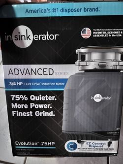 InSinkErator Evolution .75HP with power cord, 3/4 HP Garbage Disposal, Advanced Series EZ Connect Continuous Feed Food Waste Disposer: New!