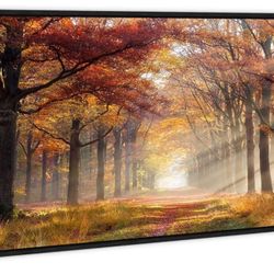 Sunset Forest Framed Wall Art - Yellow Landscape Canvas Picture Woodland Painting Nature Tree Scenery Artwork Prints for Bedroom Living Room
 48x24