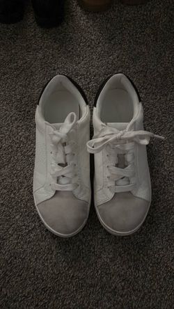 White Low-Top Lace-Up Sneakers