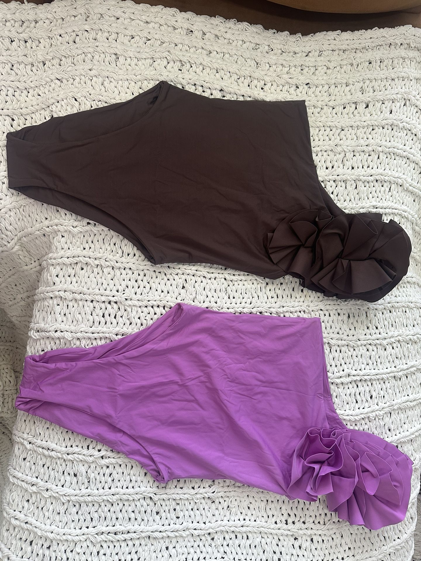 Off The Shoulder- Bodysuit - Brown And Violet $50 Each