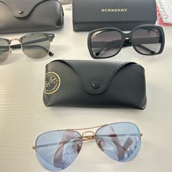 3 Pair Of Sunglasses Ray Ban And Burberry