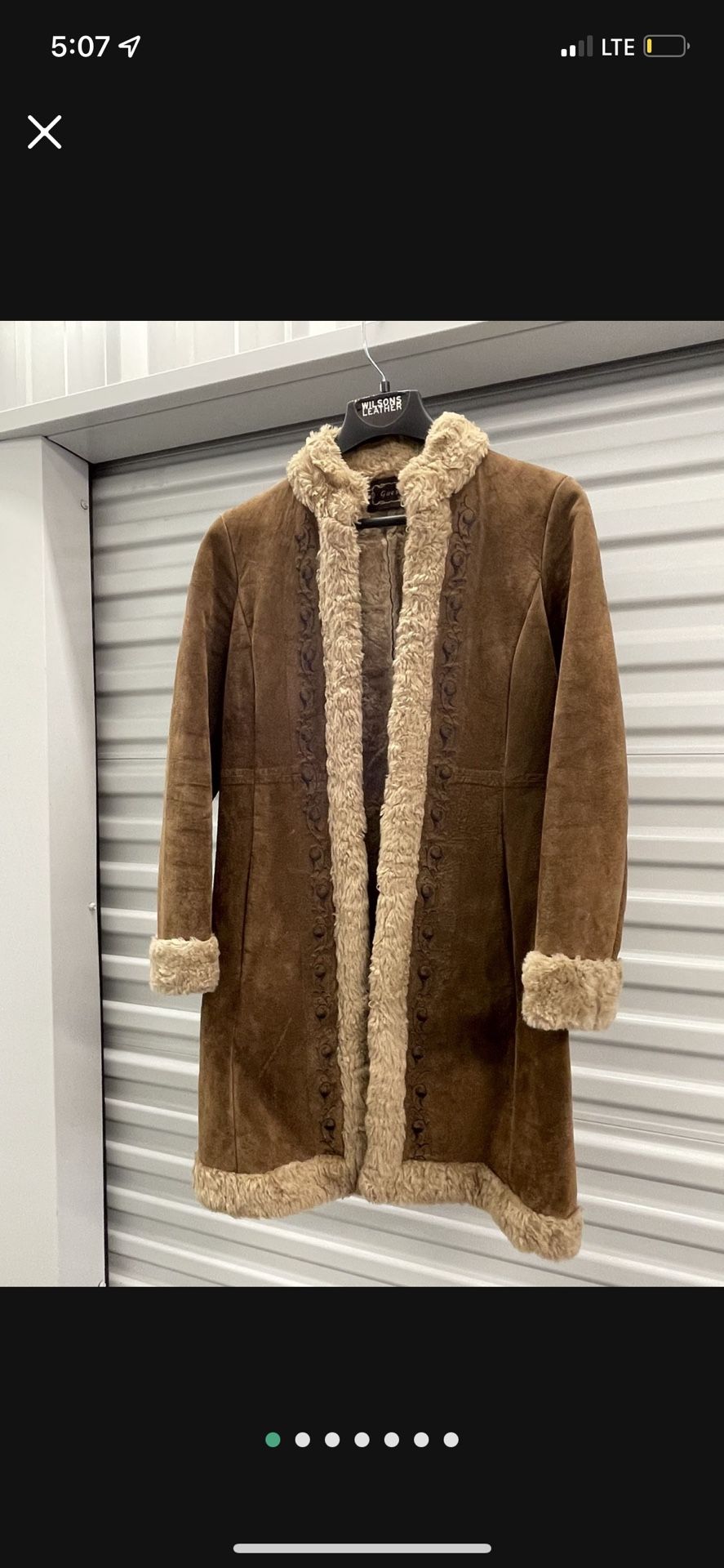 Vintage Guess Leather Suede Sherpa Faux Fur Jacket Trench Coat Women