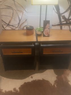 Refinished American Night Stands Black & Wood