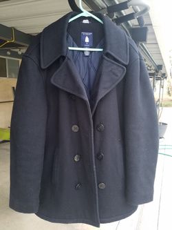 Large Navy blue peocoat