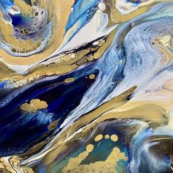 Ocean Waves Liquid Art On 24x30 Canvas 