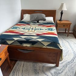 Queen wood bed frame with storage