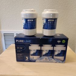 2 PureLine #PL-100 refrigerator water filter replacements, 2-pack is designed to replace GE MWF and Smartwater MWFP filter models, compatible with Ken