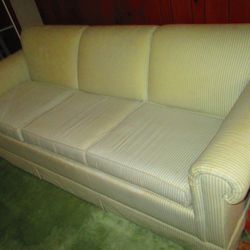 Ethan Allen Sleeper Sofa Green Stripe On Pale yellow Eva