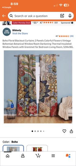 New Boho floral blackout curtains 96 inches high by 52 inches wide set of two