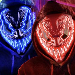 Halloween Mask LED Light Up for Adults Kids 