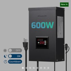 DEWENWILS 600W Low Voltage Landscape Transformer with Photocell & Timer, 6 Independent Outputs, Waterproof 120V to 12V/14V AC-HOSL08E