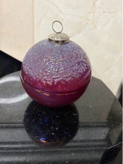 Heart & birch iridescent purple glass scented candle