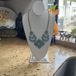  Kendra Scott Unique Turquoise Necklace StatementPiece OBO 