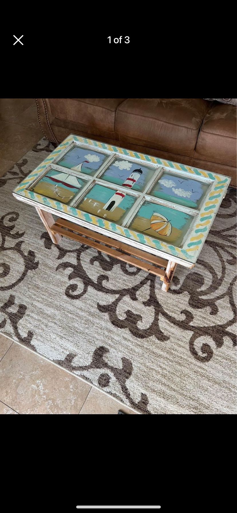 Antique Painted Window Made into Coffee Table 