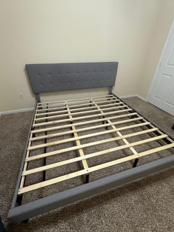 Gray King size Platform Bed Frame