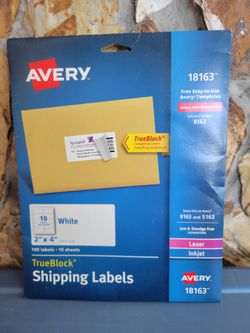 Avery TrueBlock shipping labels, #18163,  designed for use in both laser a inkjet printers