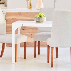 White Fabric Dining Chairs