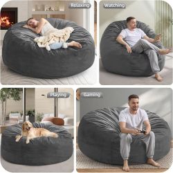 Bean Bag Chair Grey Velvet fabric, High density foam, New Especial price
