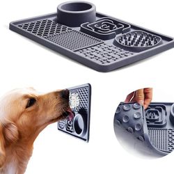 Lick Mat For Dogs & Cats With Water Bowl,Large Size Dog & Cat Lick Mat,Pet Slow Feeding Mat Solve Pet Health Problems

