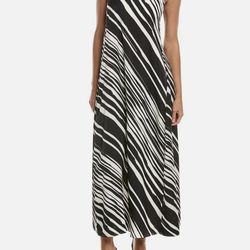 Brand New Woman’s Nicole Miller brand Black and White Striped Maxi Dress Up For Sale