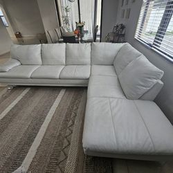 White Leather Sofa L Shape