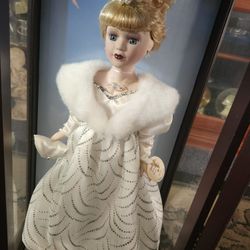Porclain Doll In Case 