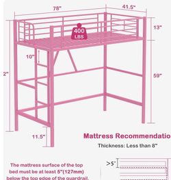Pink loft bed good condition not to used only had it for around 5 months my daughter just got a new bed and we want to get rid of this one