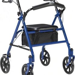 Drive Walker Blue Fold Up Removable Back Support and Padded Seat