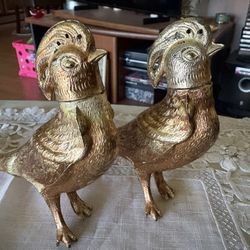 1940’s ROGERS SILVER CO. Pheasant SALT & Pepper Shakers