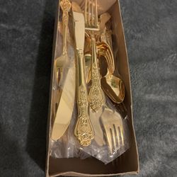 Stanley Roberts / Rogers “ROYALTY” 24-Karat Gold Plated Flatware Set,
