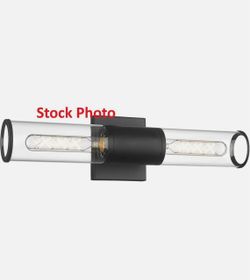 METWET Black Bathroom 2-Light Vanity Light Clear Glass Shade, VL834-MB