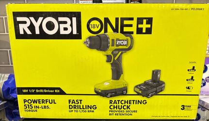 RYOBI 18V Cordless 1/2 in. Drill/Driver Kit with (2) Compact Batteries and Charger