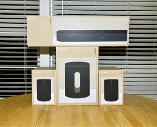 Sonos Immersive Set with Beam Gen 2 Black.  Sonos Beam Gen 2 Black,  Sonos Mini Sub black, 2x Sonos Era 100 SL Black.  All Brand New, includes warrant