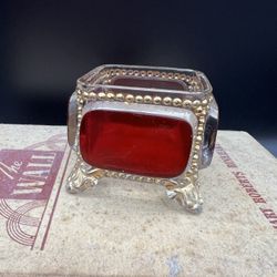 Vintage Ruby Red / Gold Glass Box