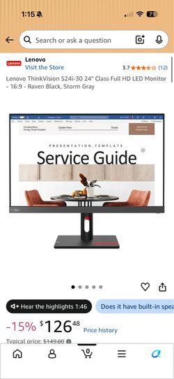 Lenovo S24i-30 24” led monitor