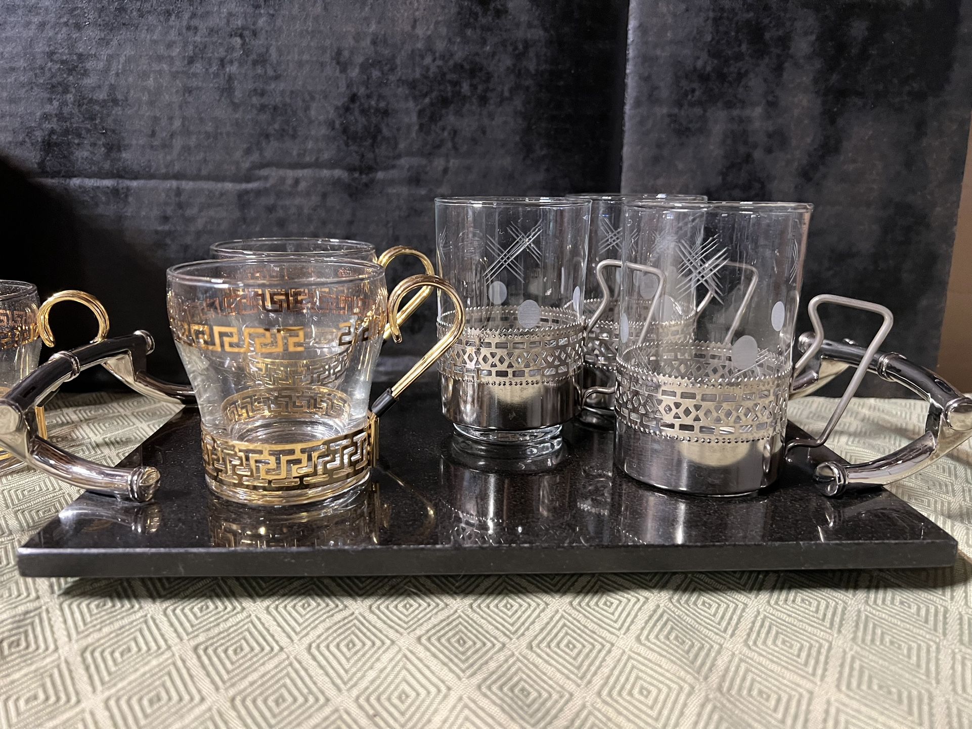 Vintage Libbey Glasses- Godinger Silver Tray