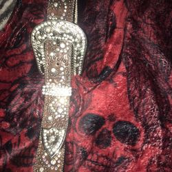 New Real Leather Rhinestone Belt