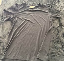 MICHAEL Michael Kors Black Blouse with Lace Sleeves