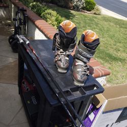 Snow Skis, Boots And Poles