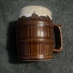 Westwood Large Vintage Brown Drip Glaze Barrel Shaped Mug, Vintage Collectible