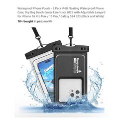 Brand new Waterproof Phone Pouch - 2 Pack IP68 Floating Waterproof Phone Case, Dry Bag Beach Cruise Essentials 2025 with Adjustable Lanyard for iPhone