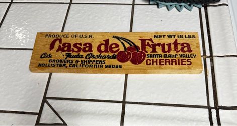 Casa de Fruta Cherries Vintage Wooden Crate Slat