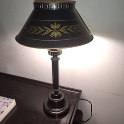 Vintage Black Toleware Table Lamp with a French Country design H 20" Kendall area