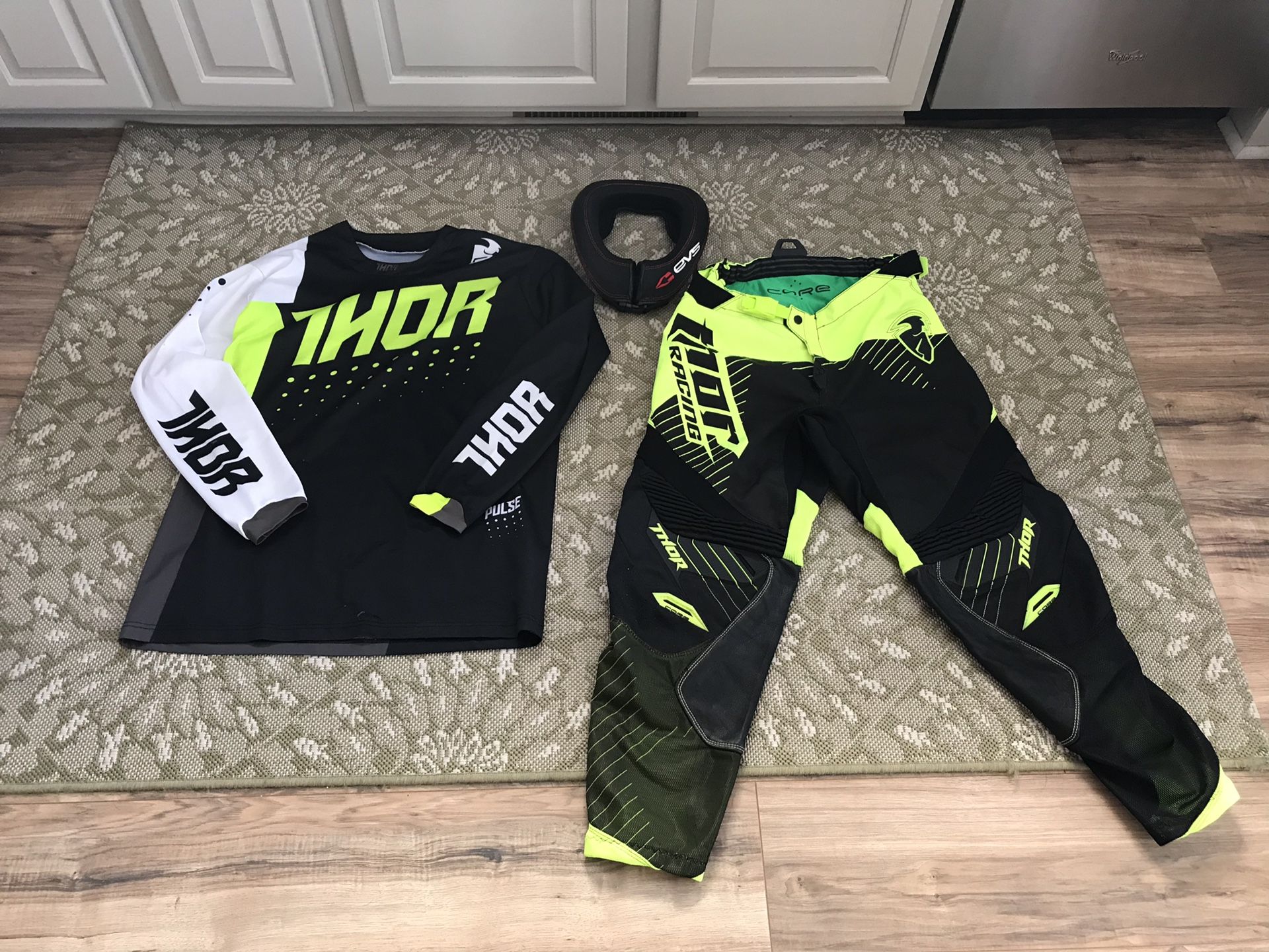 Motor cross/ motorcycle racing gear. Pants,jersey and neck collar.