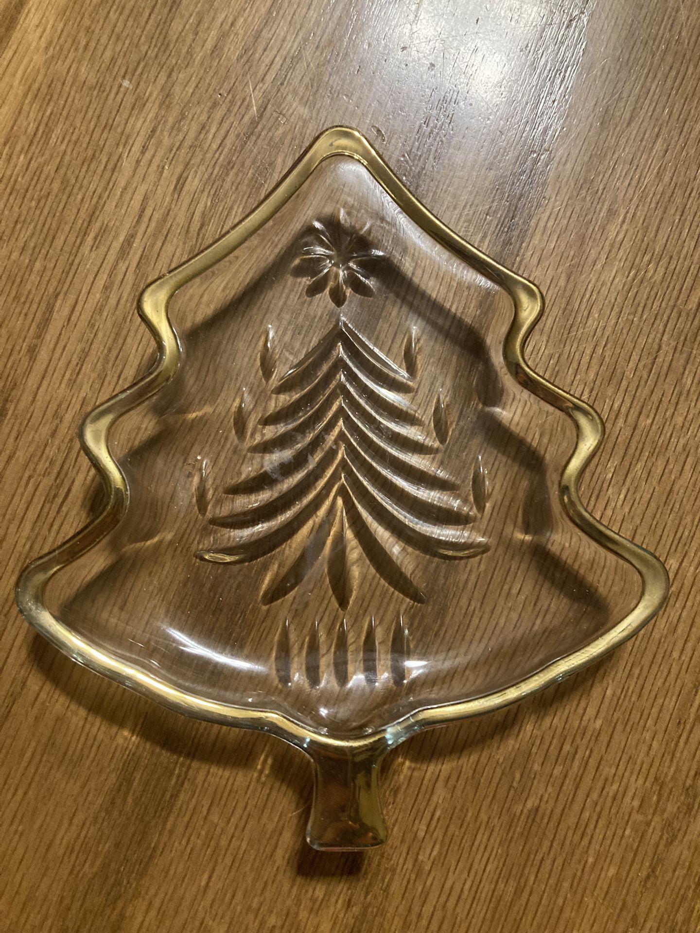 Mikasa Gold Rimmed Christmas Tree Dish